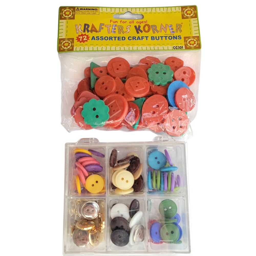 Craft Button Lot 300+ Pc Metallic Pastel Bright‎ Neutral Sewing Supplies Plastic